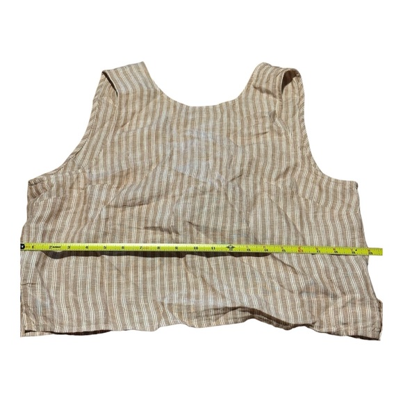 Madewell Beige & White Striped 100% Linen Open Tie Back Tank Top Size 14 - Picture 6 of 9
